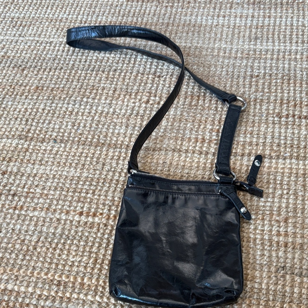 HOBO Glossy Black Crossbody Bag